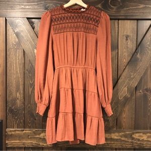 Blu pepper rust long sleeve dress
